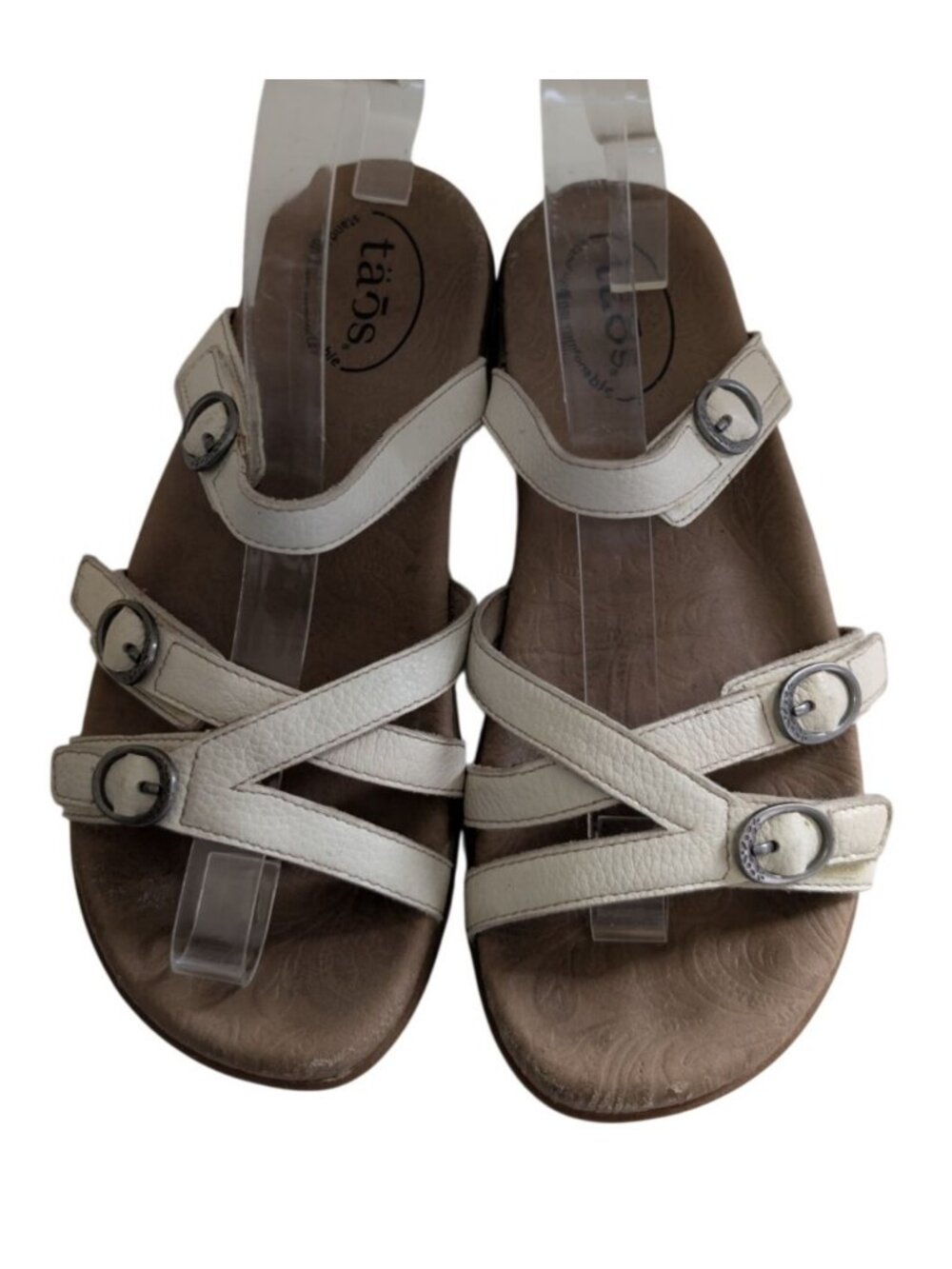 Taos Captive White Leather Strappy Sandals EU 38 US 7 7.5 Boho Comfort Walking